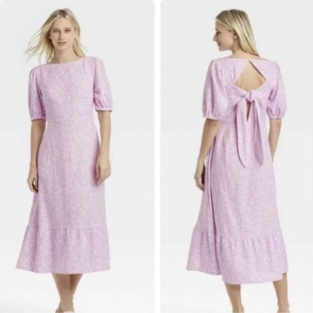 who what wear purple floral dress sz M